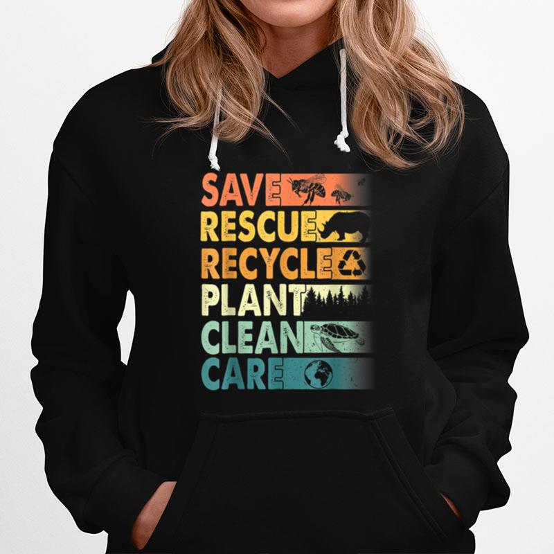 Earth Day Save Bees Rescue Animals Recycle Plastics Hoodie