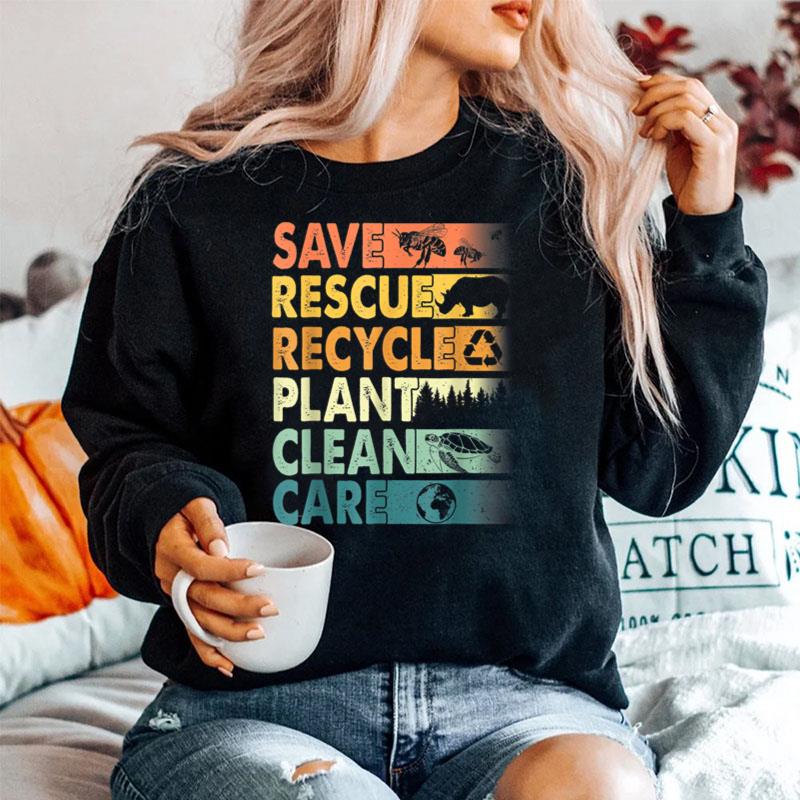Earth Day Save Bees Rescue Animals Recycle Plastics Sweater