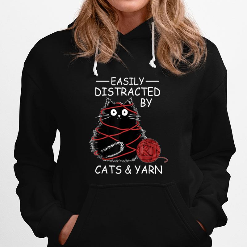 Easily Distracted By Cats And Yarn Kitten Lover Crochet Hoodie