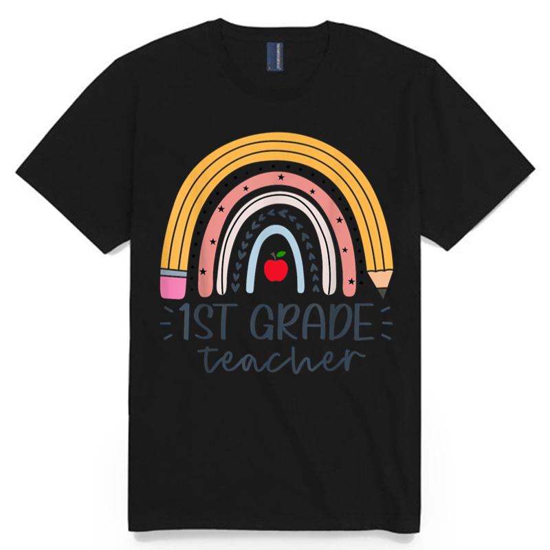 First Grade Teacher Boho Rainbow 1St Grade Teacher Womens T-Shirt