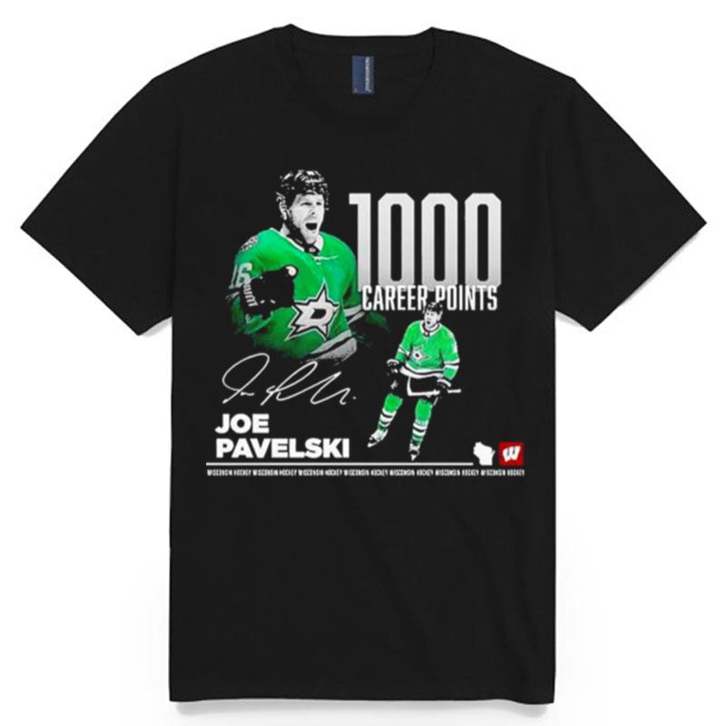 1000 Career Points Joe Pavelski Dallas Stars Signature T-Shirt