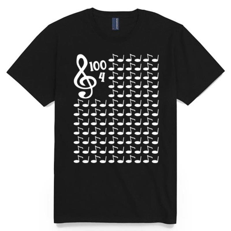 100Th Day Of School Musical Notes Music Student Teacher T-Shirt