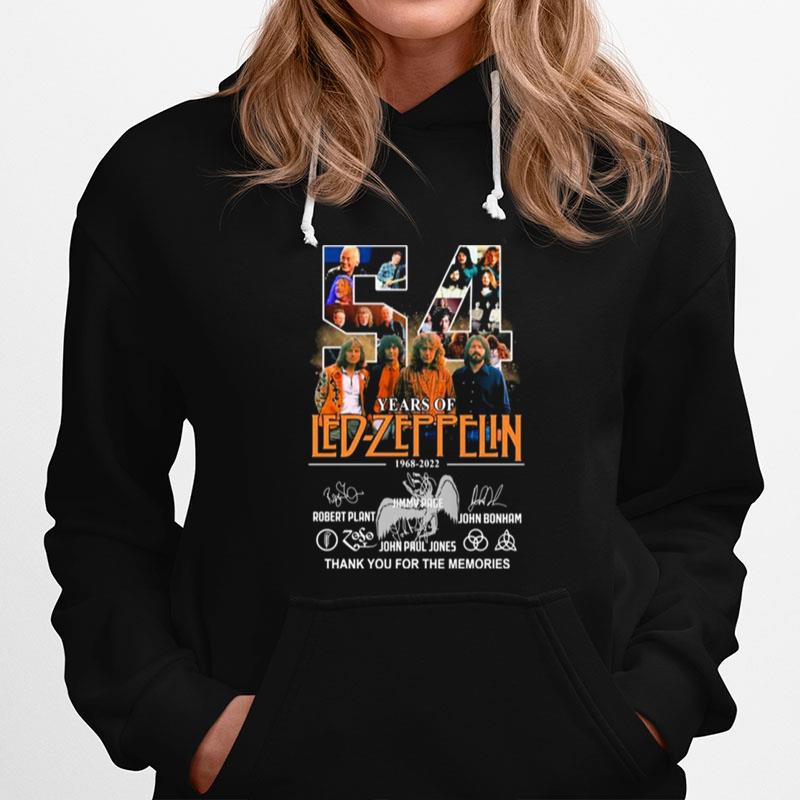 1968 2022 54 Years Of The Led Zeppelin Thank You For The Memories Signatures Hoodie