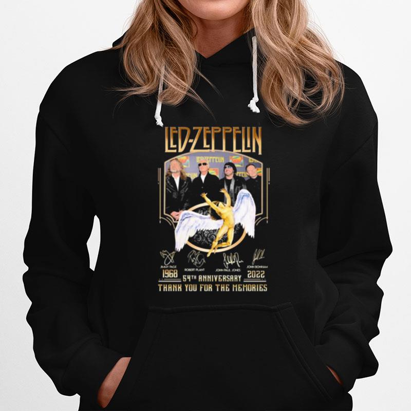 1968 2022 Led Zeppelin 54Th Anniversary Thank You For The Memories Signatures Hoodie