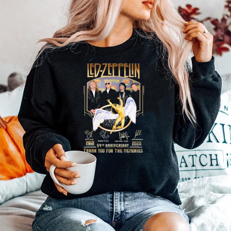 1968 2022 Led Zeppelin 54Th Anniversary Thank You For The Memories Signatures Sweater