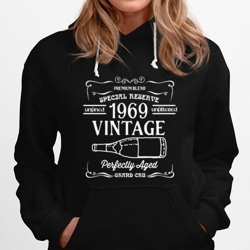 1969 Vintage Wine Label Birth Year Perfectly Aged Hoodie