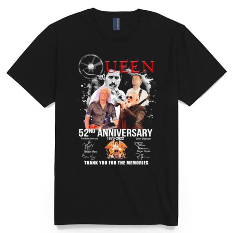 1970 2022 Queen 52Nd Anniversary Thank You For The Memories Signatures T-Shirt