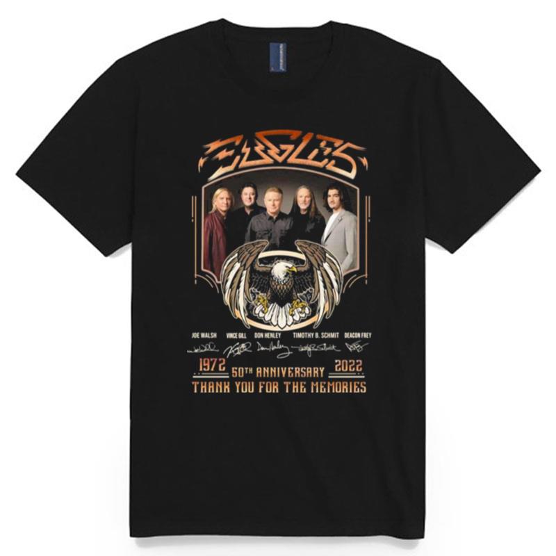 1972 2022 Thank You For The Memories Of Eagles 50Th Anniversary Signature T-Shirt