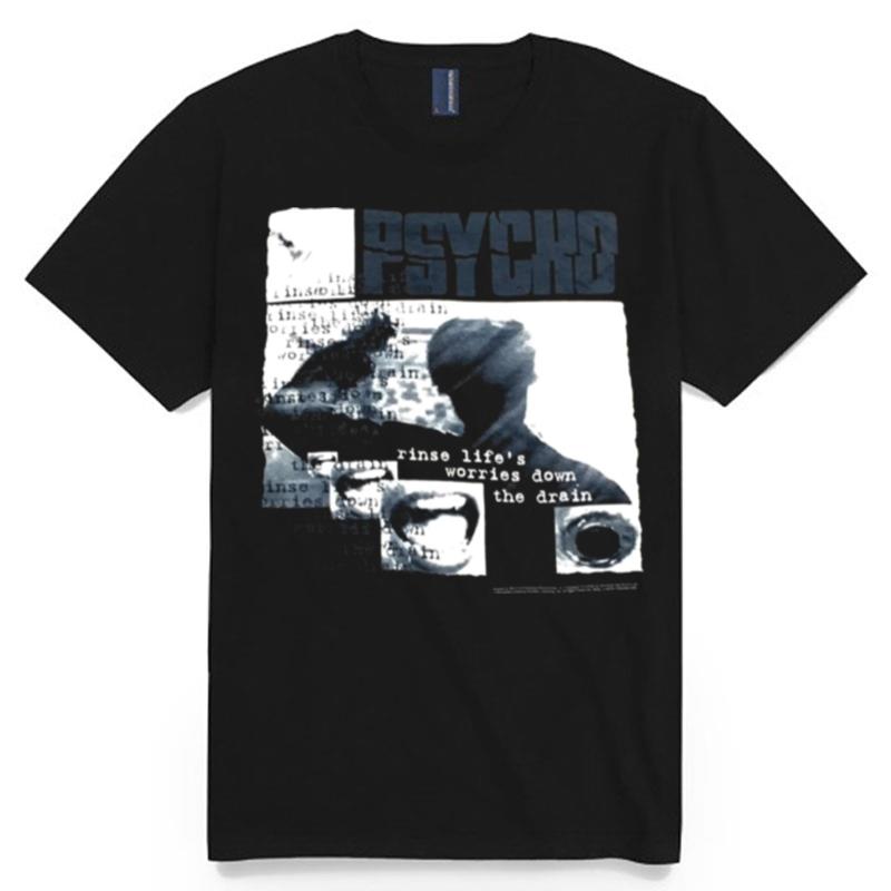 1990S Psycho Slasher Flick Universal Studios Rinse Lifes Worries Down The Drain Vintage T-Shirt