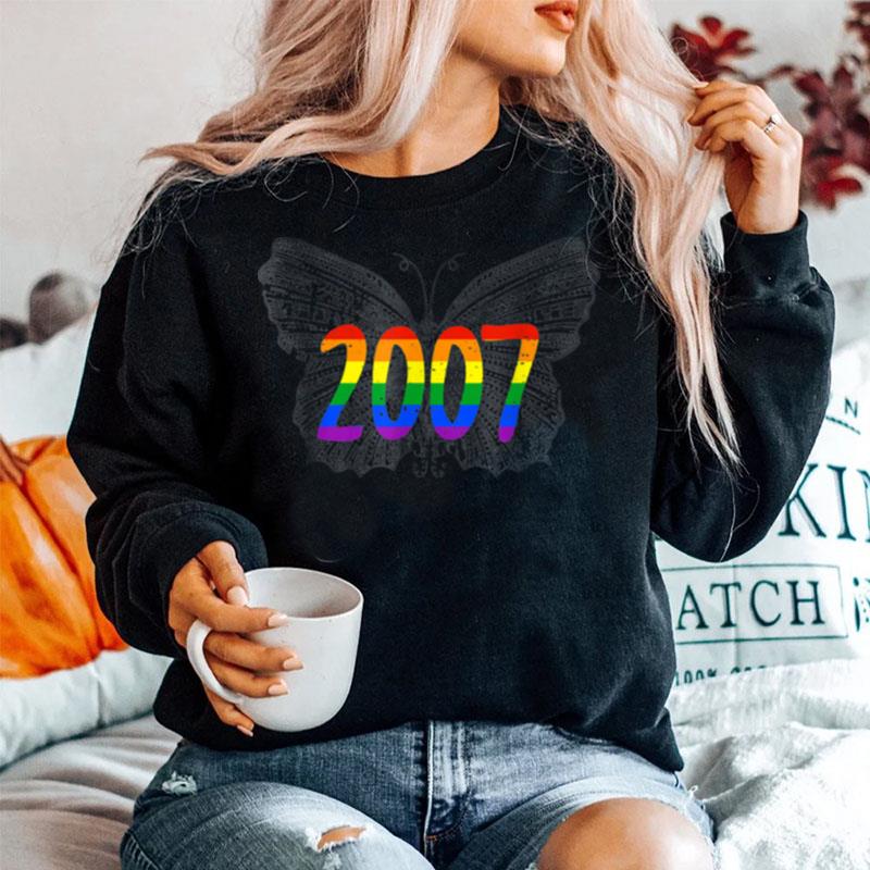 2007 Lgbt Flag Gray Butterfly Gay Pride Month Sweater