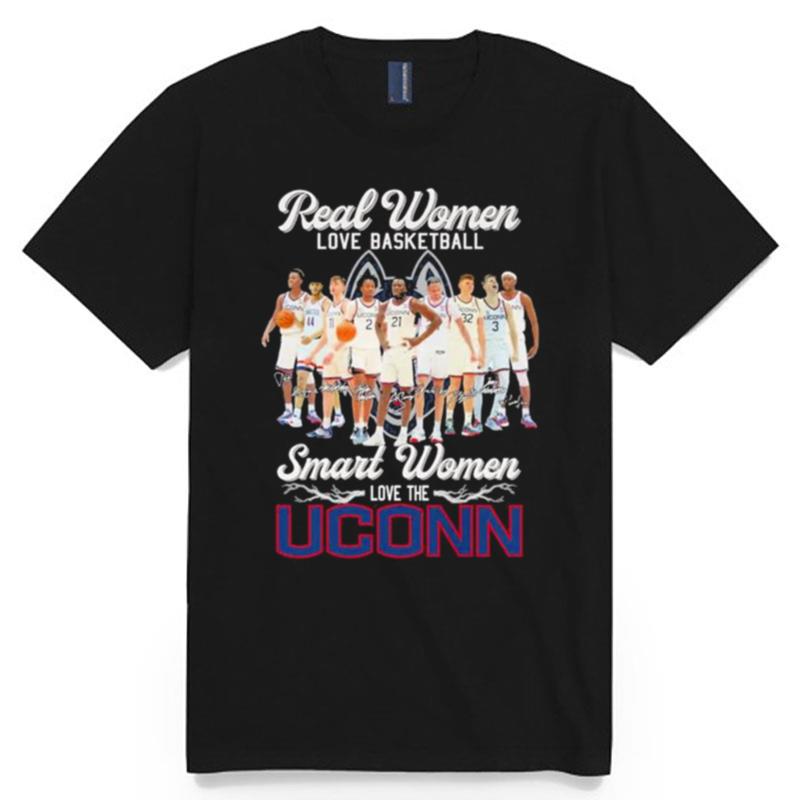 2023 Real Women Love Basketball Smart Women Love The Uconn Huskies Mens Signatures T-Shirt