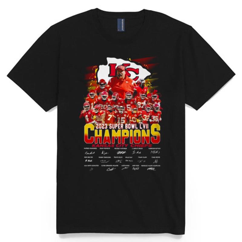 2023 Super Bowl Lvii Champions Kansas City Chiefs All Teams Signatures T-Shirt