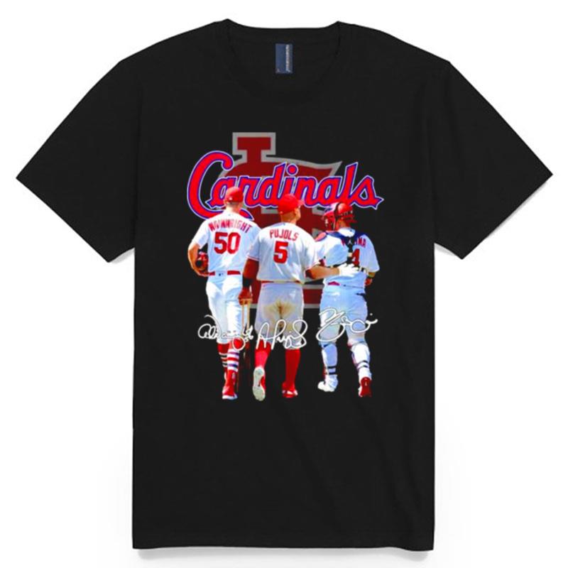 Adam Wainwright Albert Pujols And Yadier Molina St. Louis Cardinals Signatures Unisex T-Shirt