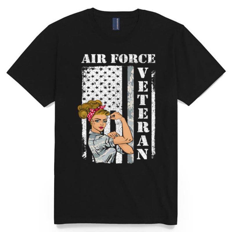 Air Force Veteran Usaf Us Air Force Mom Usa Flag T-Shirt
