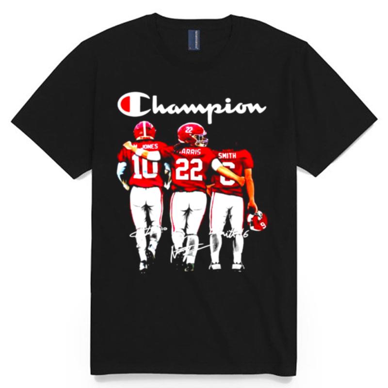 Alabama Crimson Tide Mac Jones Najee Harris And Devonta Smith Champions Signatures T-Shirt