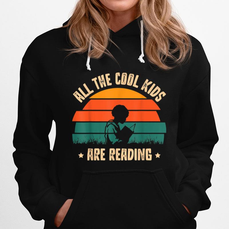All The Cool Are Reading Book Vintage Reto Sunset Hoodie