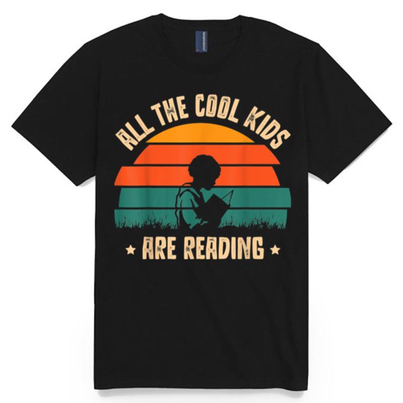 All The Cool Are Reading Book Vintage Reto Sunset T-Shirt