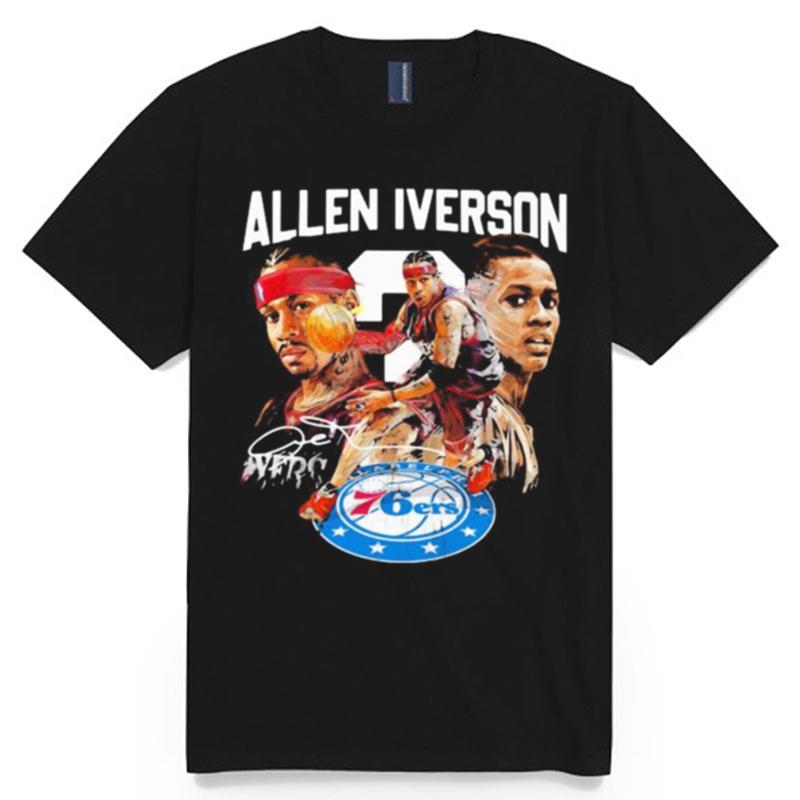 Allen Iverson Philadelphia 76Ers Basketball Player Signature T-Shirt