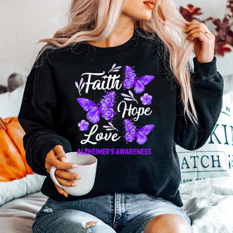 Alzheimers Awareness Faith Hope Love Butterfly T B0B349Ly3R Sweater