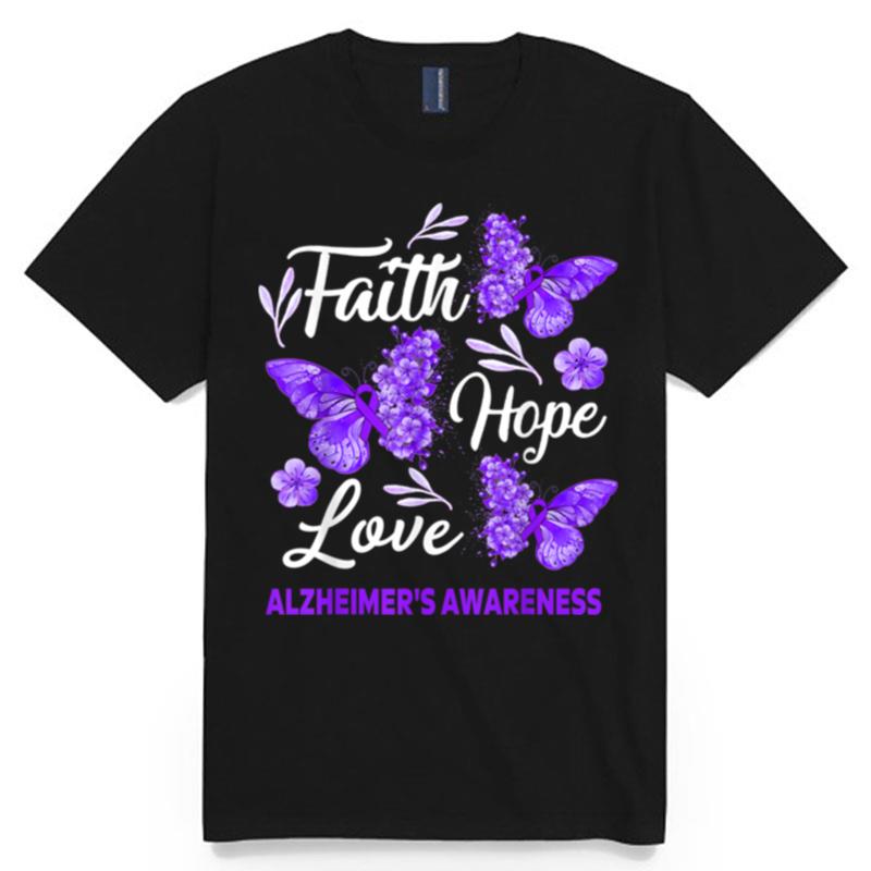 Alzheimers Awareness Faith Hope Love Butterfly T B0B349Ly3R T-Shirt