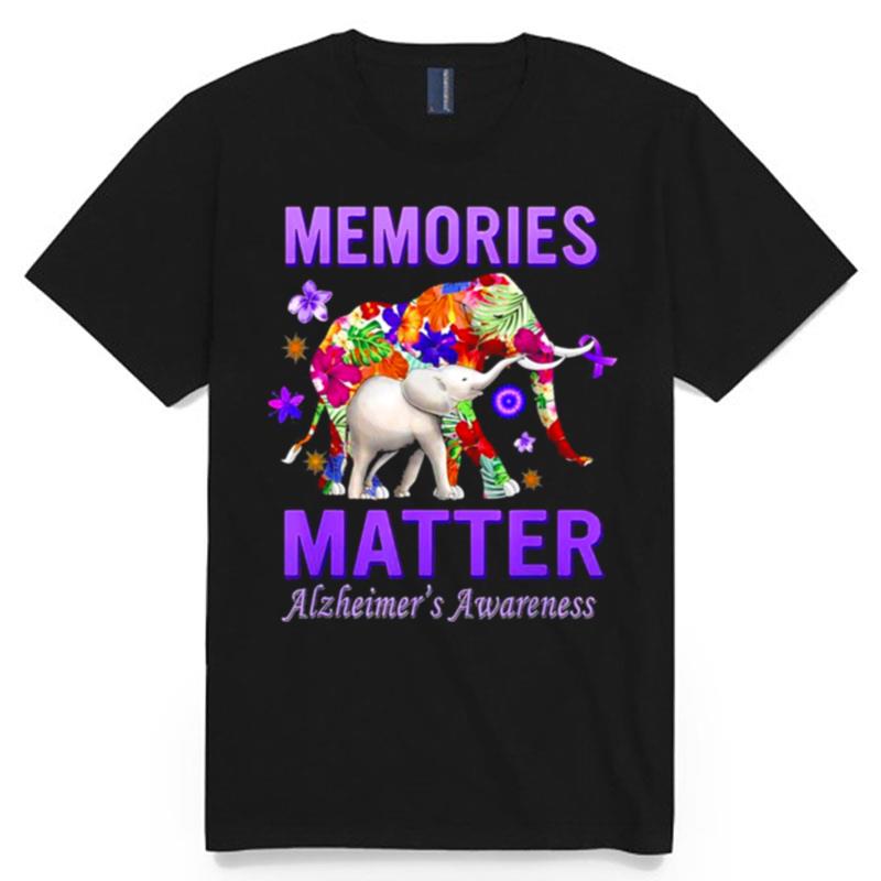 Alzheimers Memories Matter Purple Elephant T-Shirt
