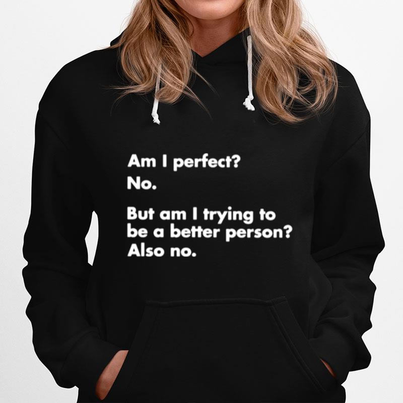 Am I Perfect No But Am I Trying To Be A Better Person Also No Hoodie