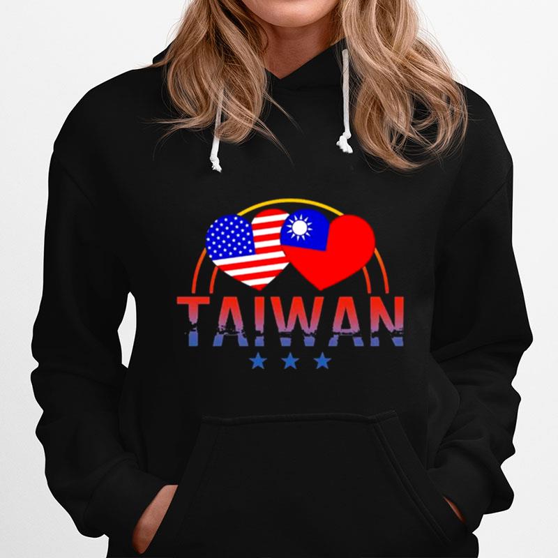 America And Taiwan Taiwanese American Flag Heart Hoodie
