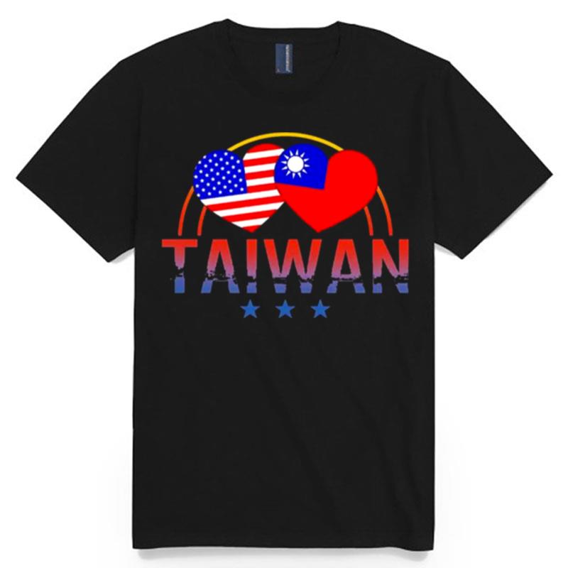 America And Taiwan Taiwanese American Flag Heart T-Shirt