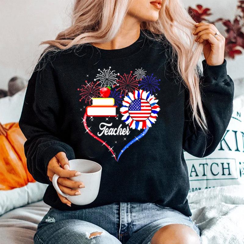 America Independence Day Firework Teacher Sweater