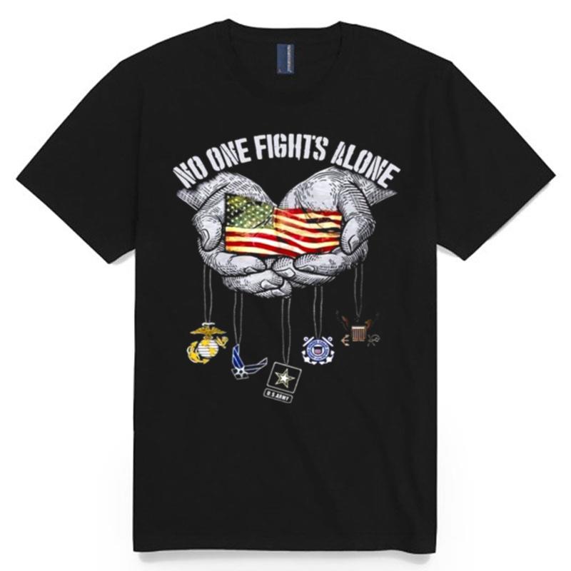 America Marine Corps Air Force Us Army Chatham Lighthouse No One Fights Alone T-Shirt
