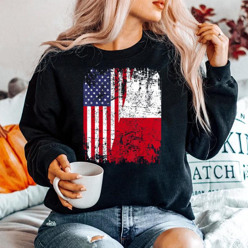 American And Poland Flag Sweater