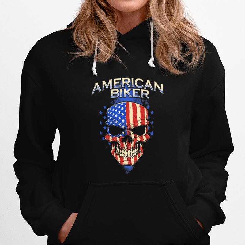 American Biker Skull American Flag Hoodie