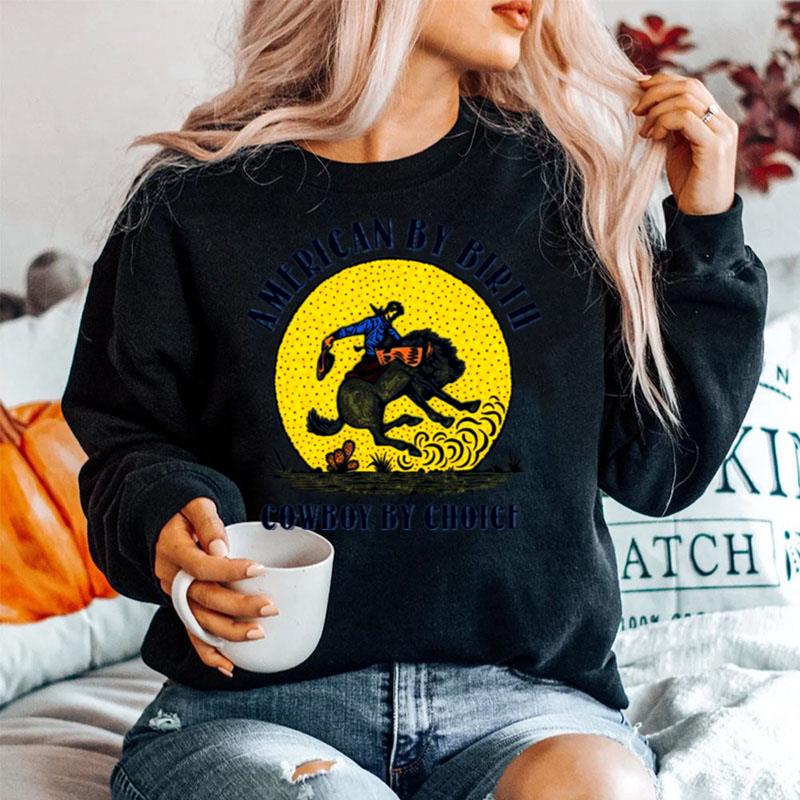 American By Birthday Cowboy By Choice Horse Sweater