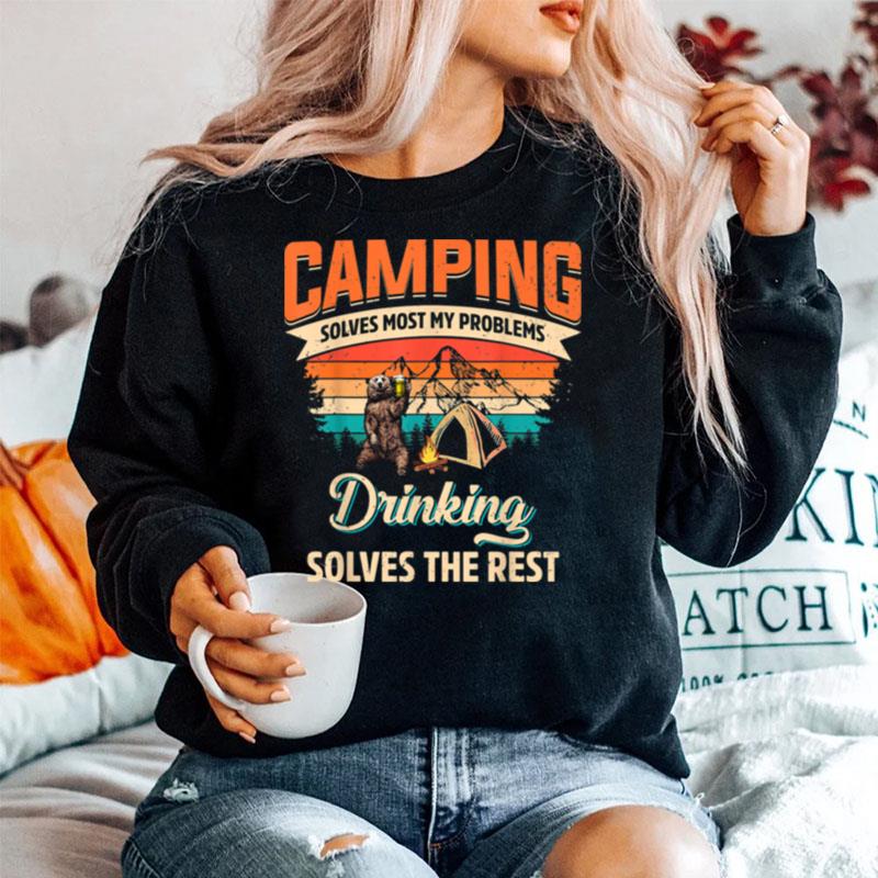 Bear Camping Solves Most Of My Problems Bourbon Sweater