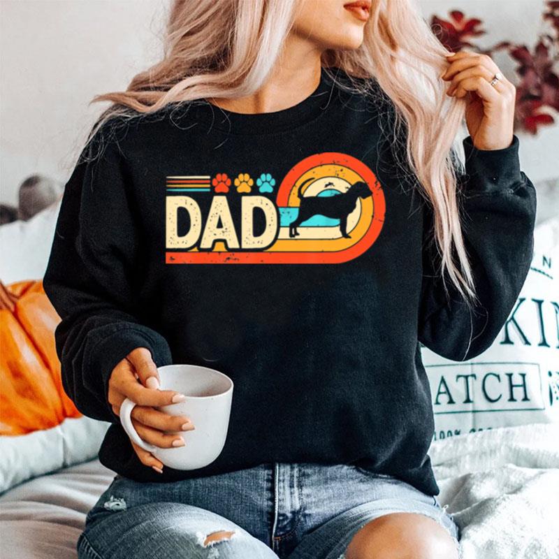 Bearded Collie Dad Retro Dog Paw Fathers Day Sweater