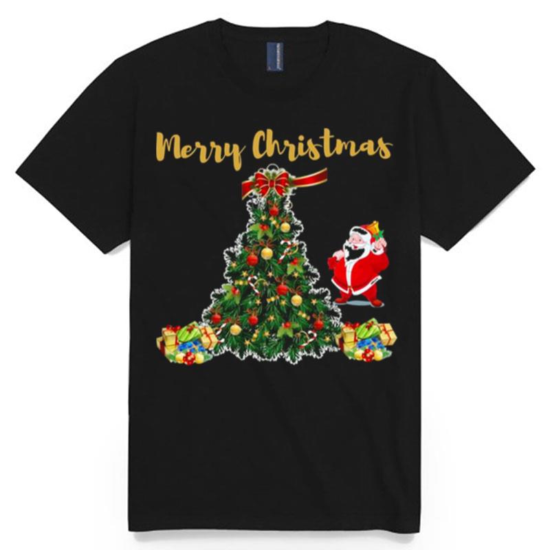 Beautiful Christmas Tree Chibi Santa Claus T-Shirt