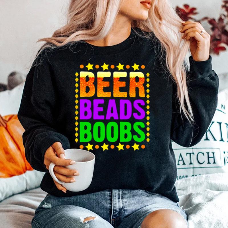 Beer Beads Boobs Mardi Gras New Orleans Sweater