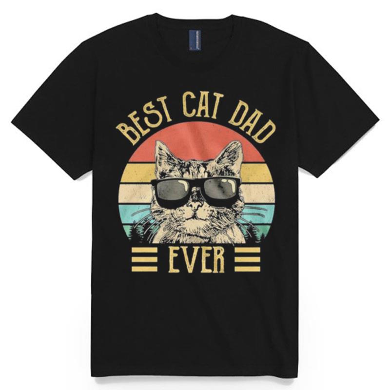 Best Cat Dad Ever Retro Vintage T-Shirt