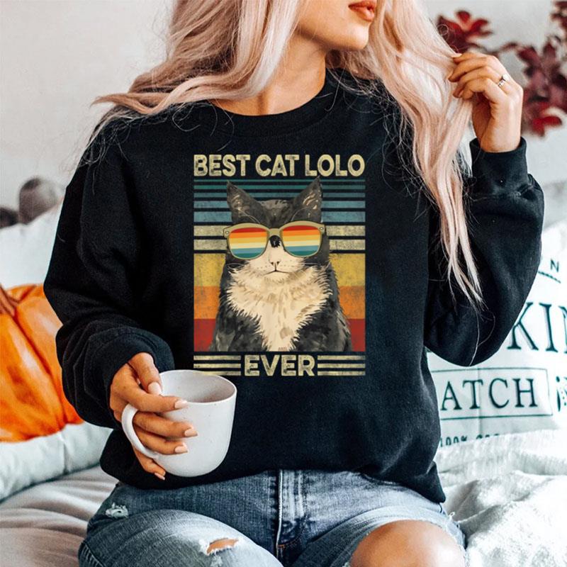 Best Cat Lolo Ever Retro Vintage Cat Dad Father Day T B09Zl39Hr2 Sweater