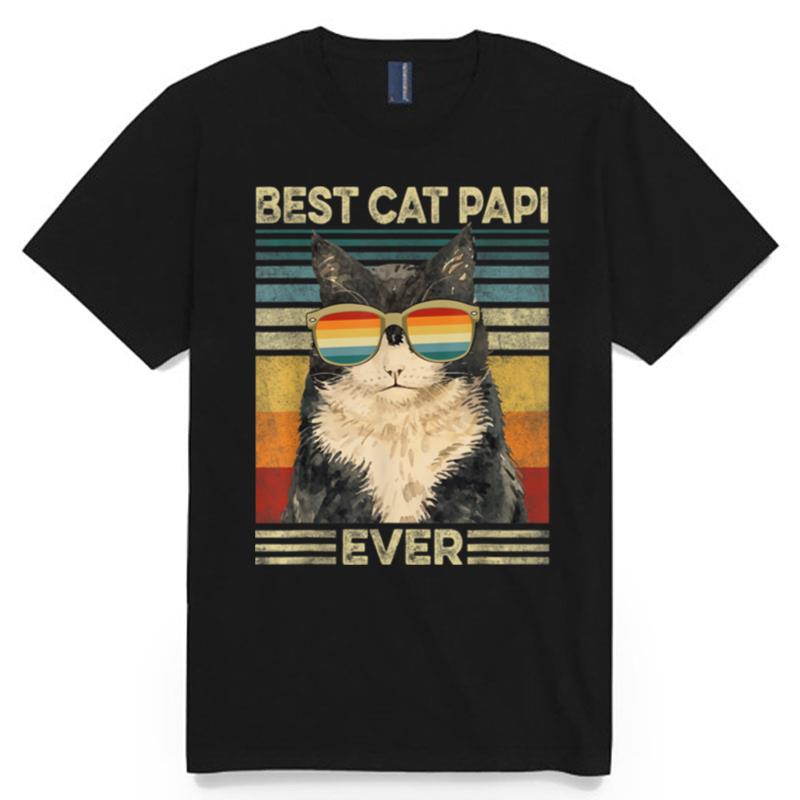 Best Cat Papi Ever Retro Vintage Cat Dad Father Day T B09Zl15Nvv T-Shirt