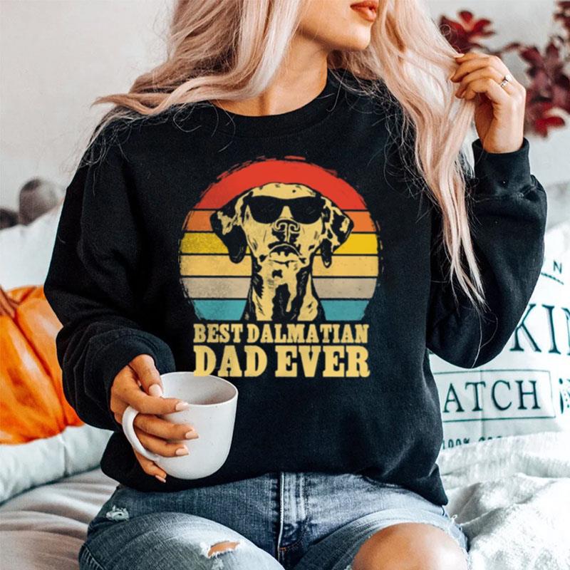 Best Dalmatian Dad Ever Sunset Retro Sweater