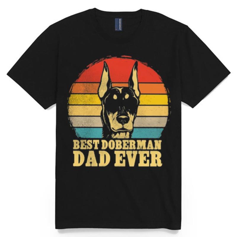 Best Doberman Dad Ever Sunset Retro T-Shirt