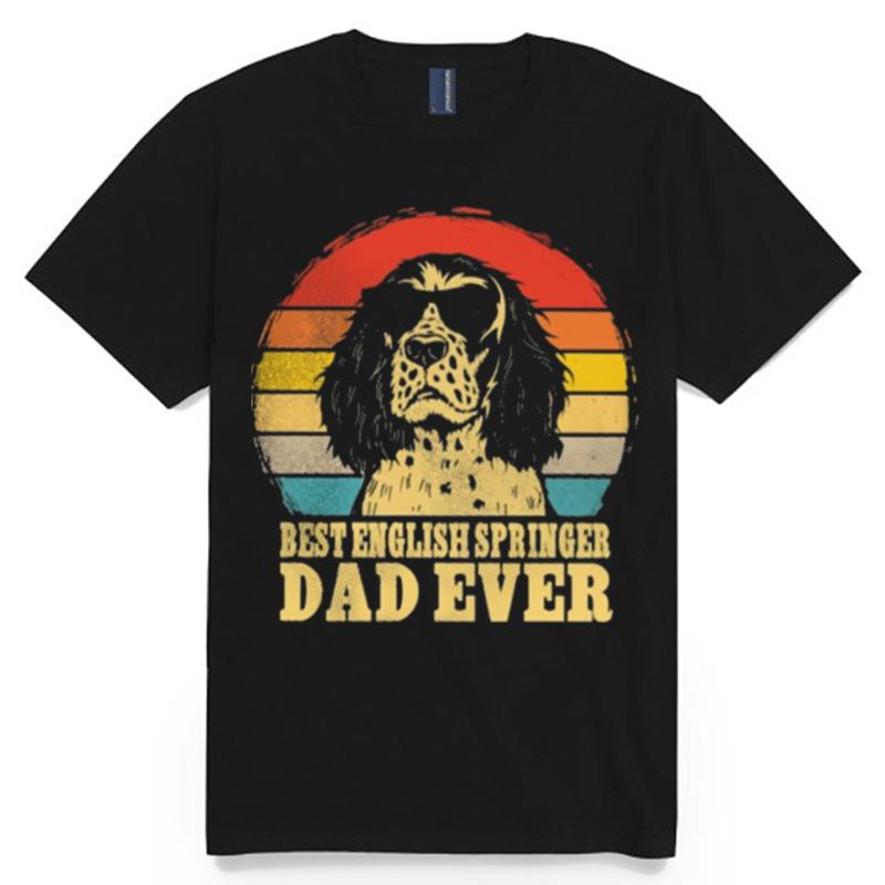 Best English Springer Dad Ever Sunset Retro T-Shirt