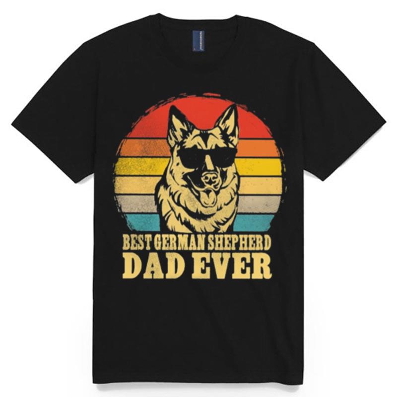 Best German Shepherd Dad Ever Sunset Retro T-Shirt