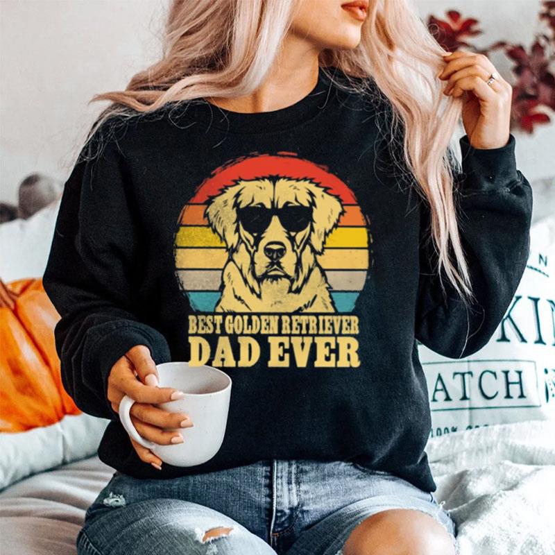 Best Golden Retriever Dad Ever Sunset Retro Sweater