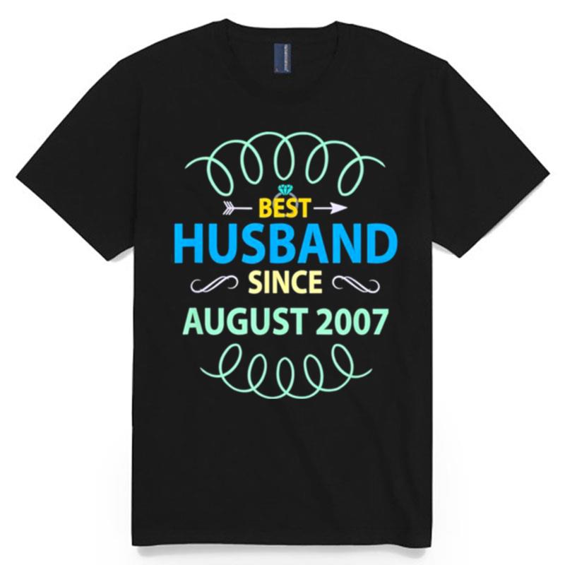 Best Husband Since August 2007 14Th Wedding Anniversary T-Shirt