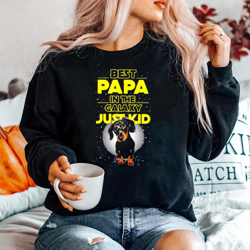 Best Papa In The Galaxy Just Kid Dachshund Sweater