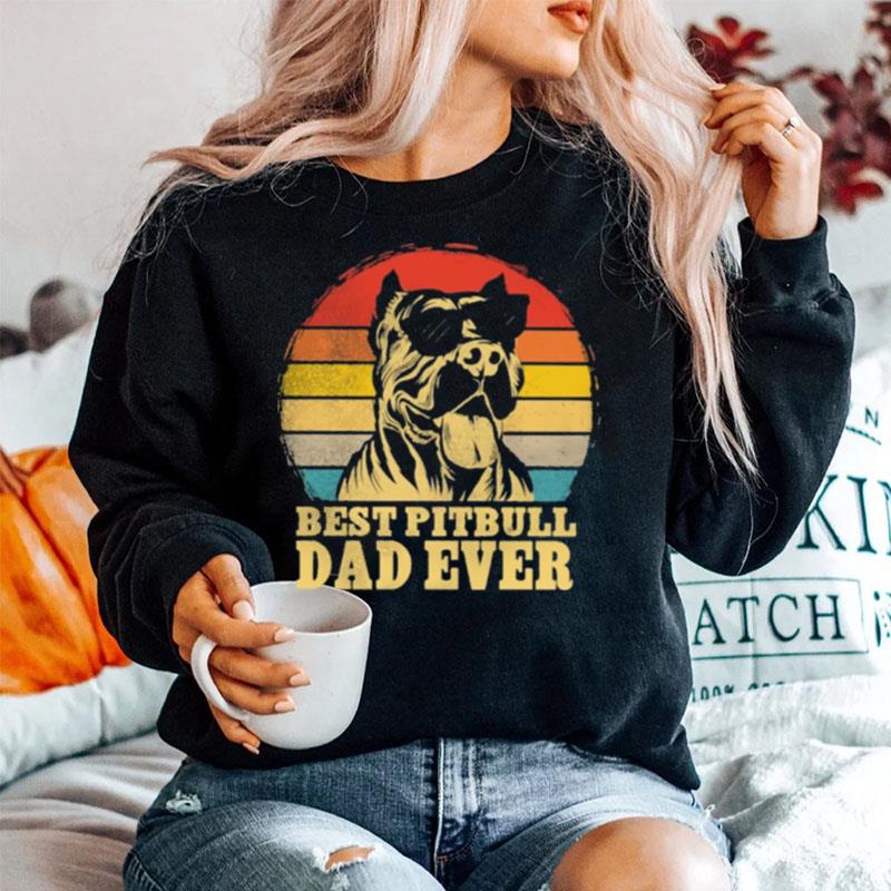 Best Pitbull Dad Ever Sunset Retro Sweater