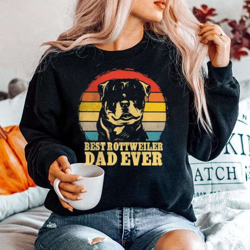 Best Rottweiler Dad Ever Sunset Retro Sweater