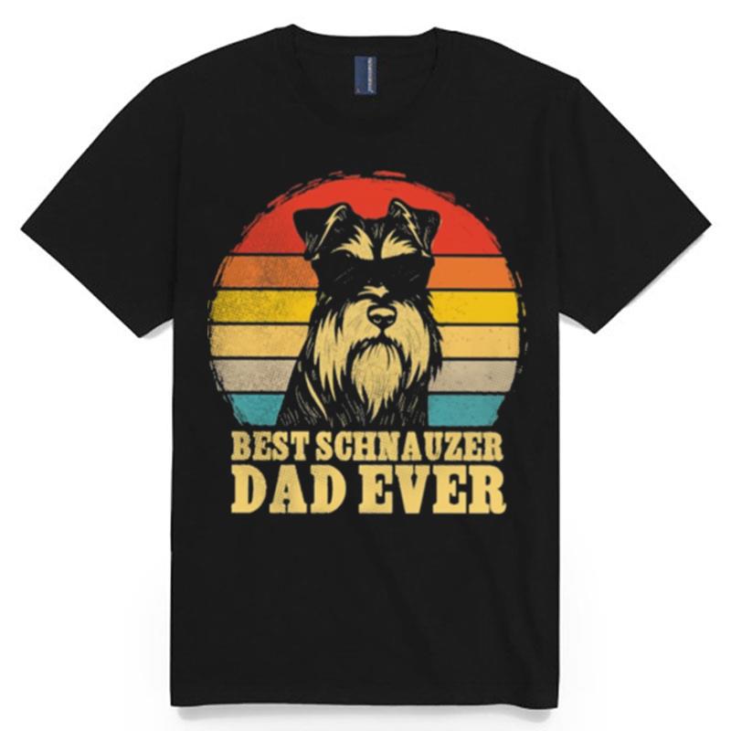 Best Schnauzer Dad Ever Sunset Retro T-Shirt